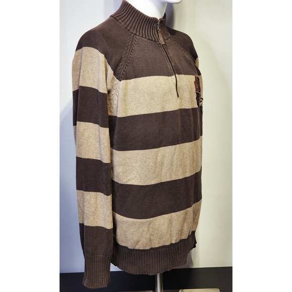 Disney Store Grumpy Crest 1/4 Zip Sweater Mens Large Brown Embroidered Pullover - Picture 5 of 11